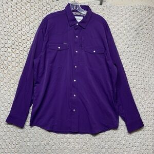 Poncho Shirt Mens L Purple Fishing Western Pearl Snap Regular Fit Stretch Casual